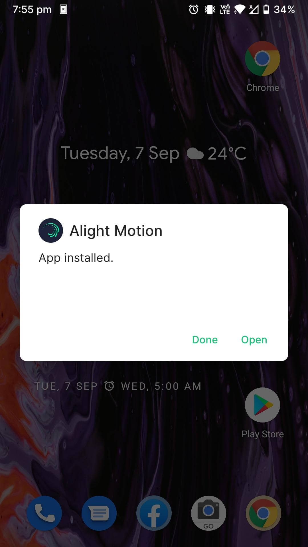 alight motion mod apk installed