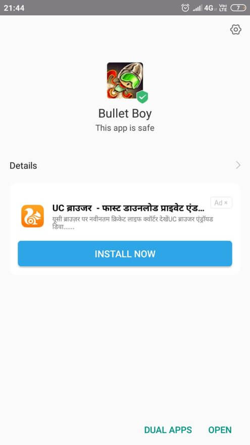 Bullet Boy Mod Apk installed