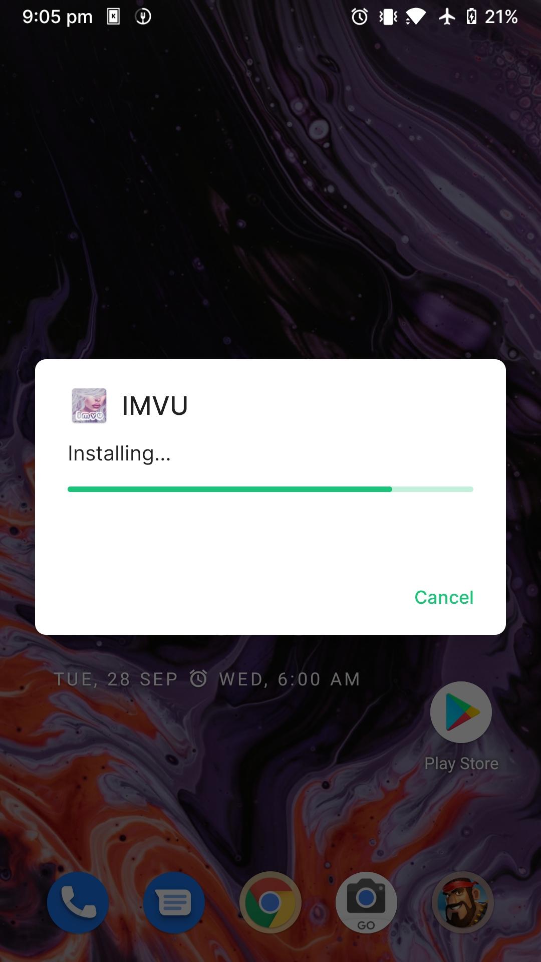 IMVU APK installing