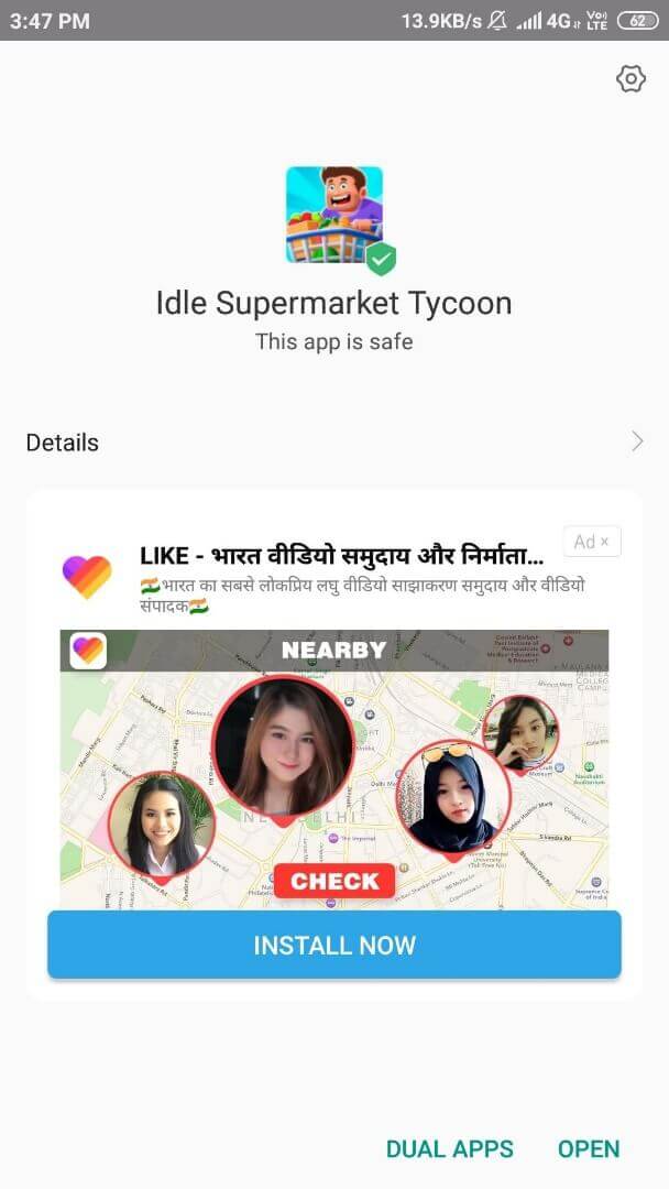 Idle Supermarket Tycoon Mod Apk installed
