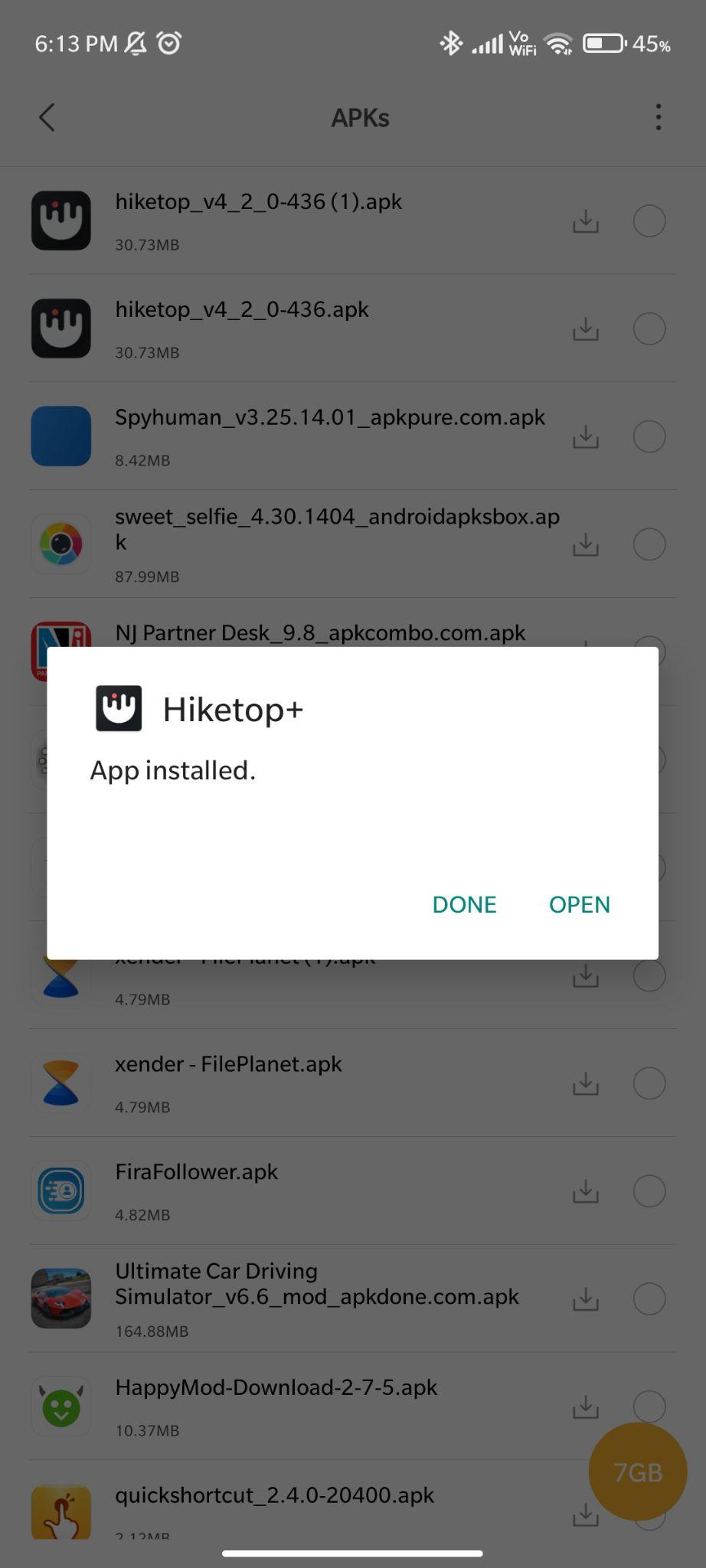 hiketop+ apk installed