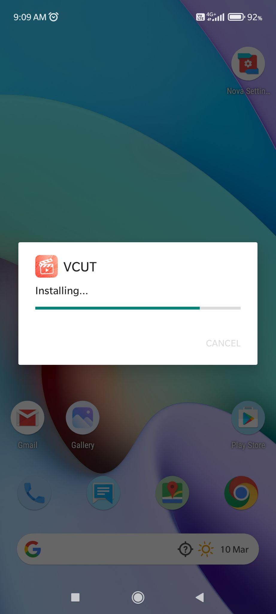 VCUT Pro mod apk installing