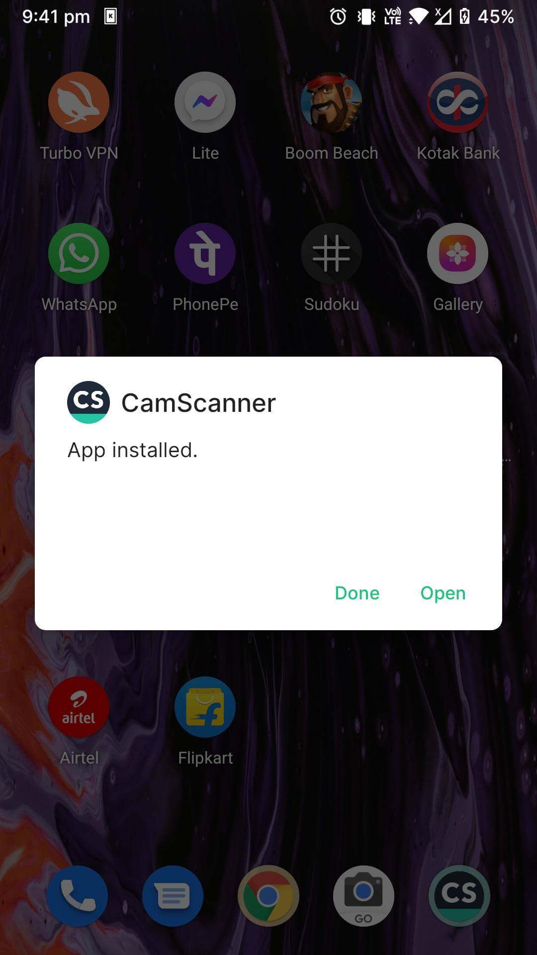 camscanner mod apk installed