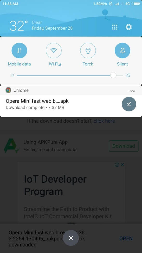 Opera Mini Apk downloaded