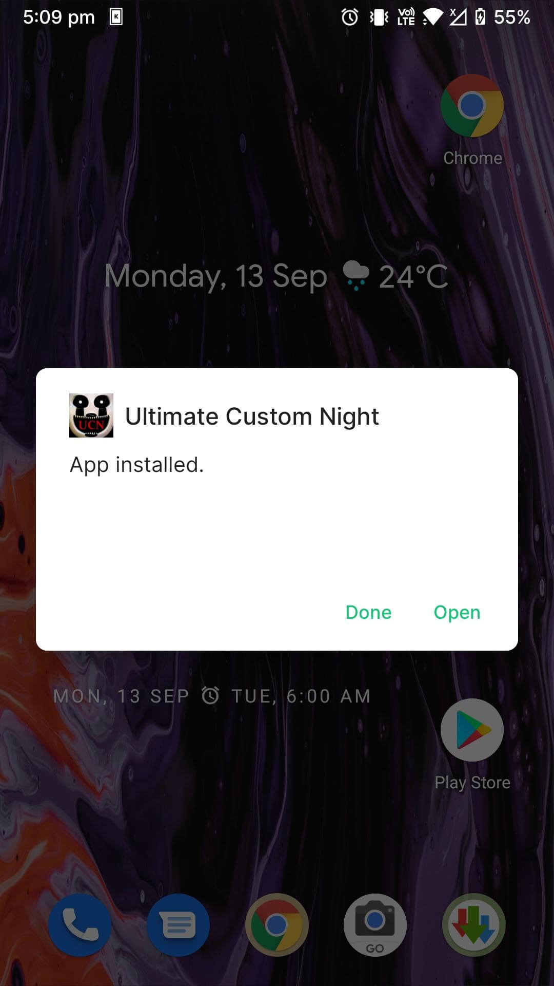 ultimate custom night mod apk installed