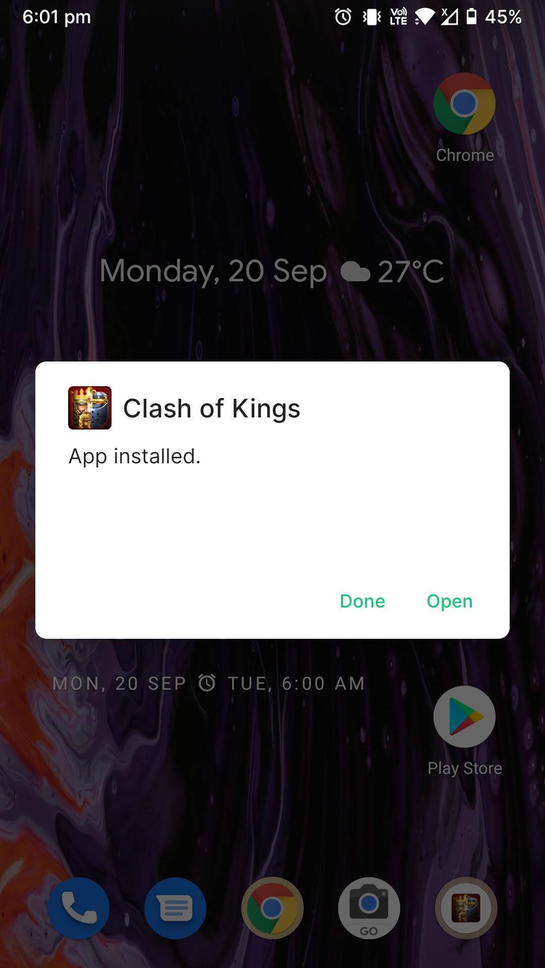 clash of kings apk installed