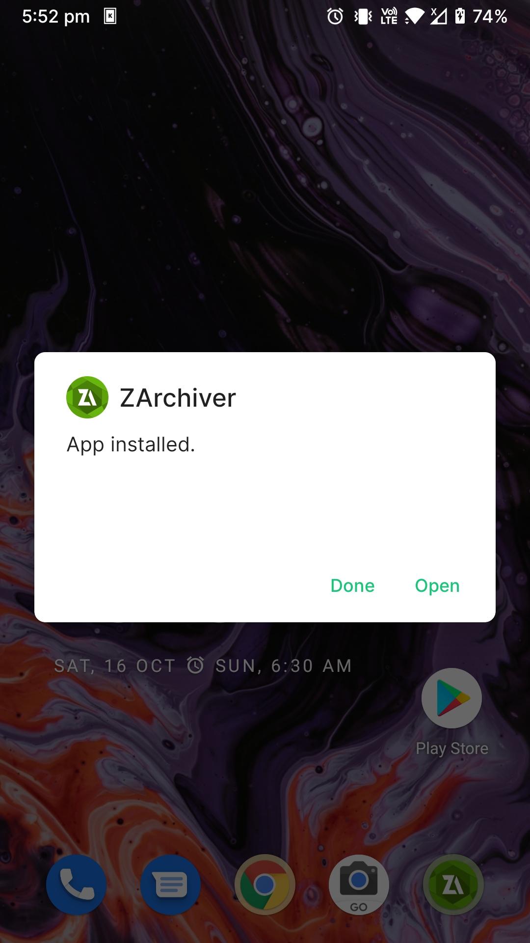 zarchiver apk installed