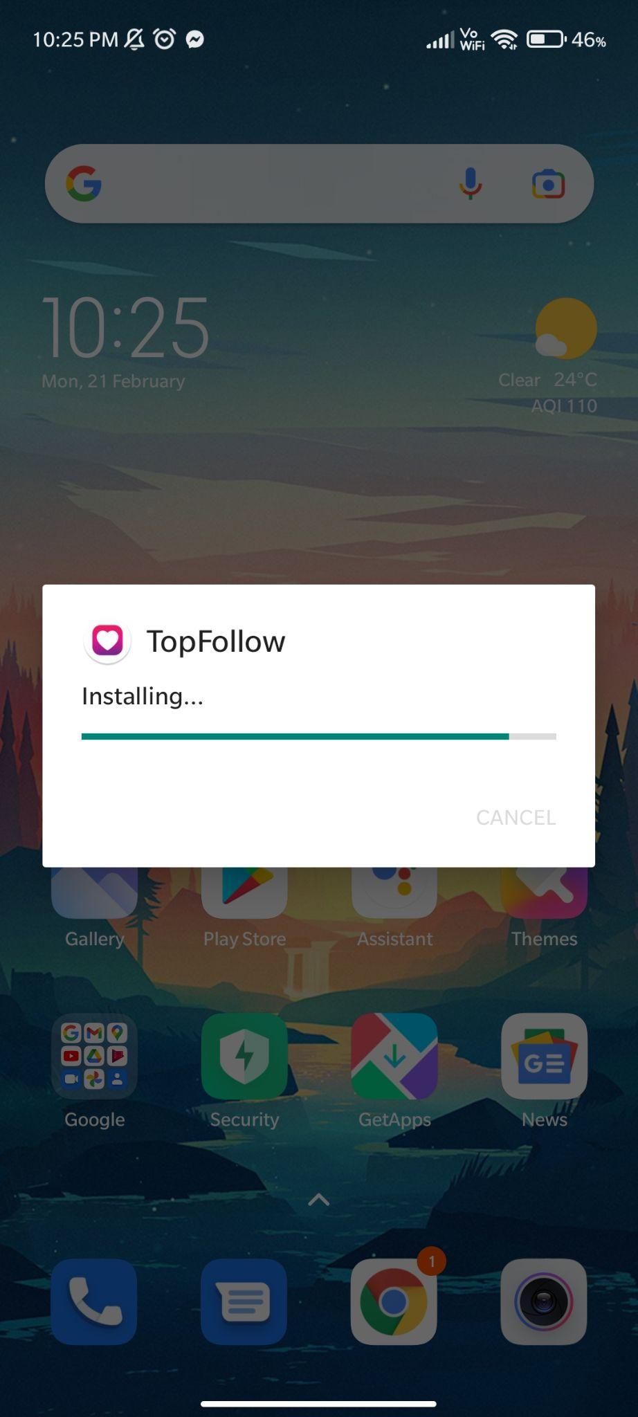 apk file is installing
