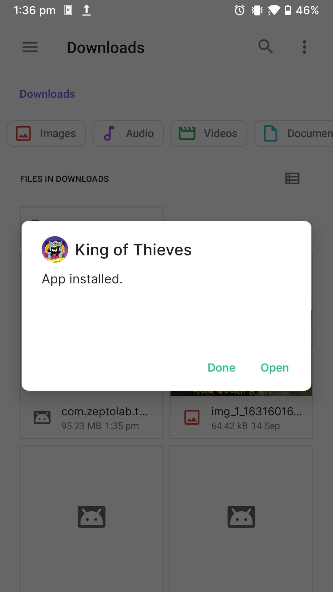 king of thieves apk installed