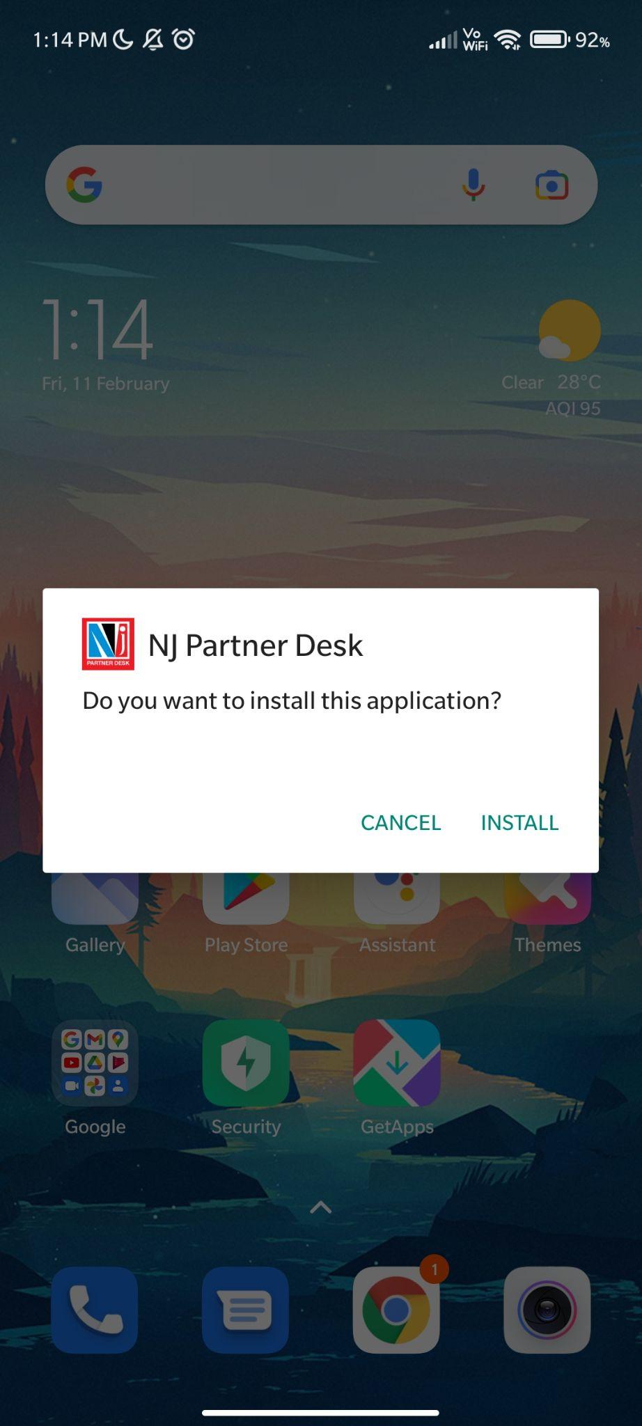 click on install