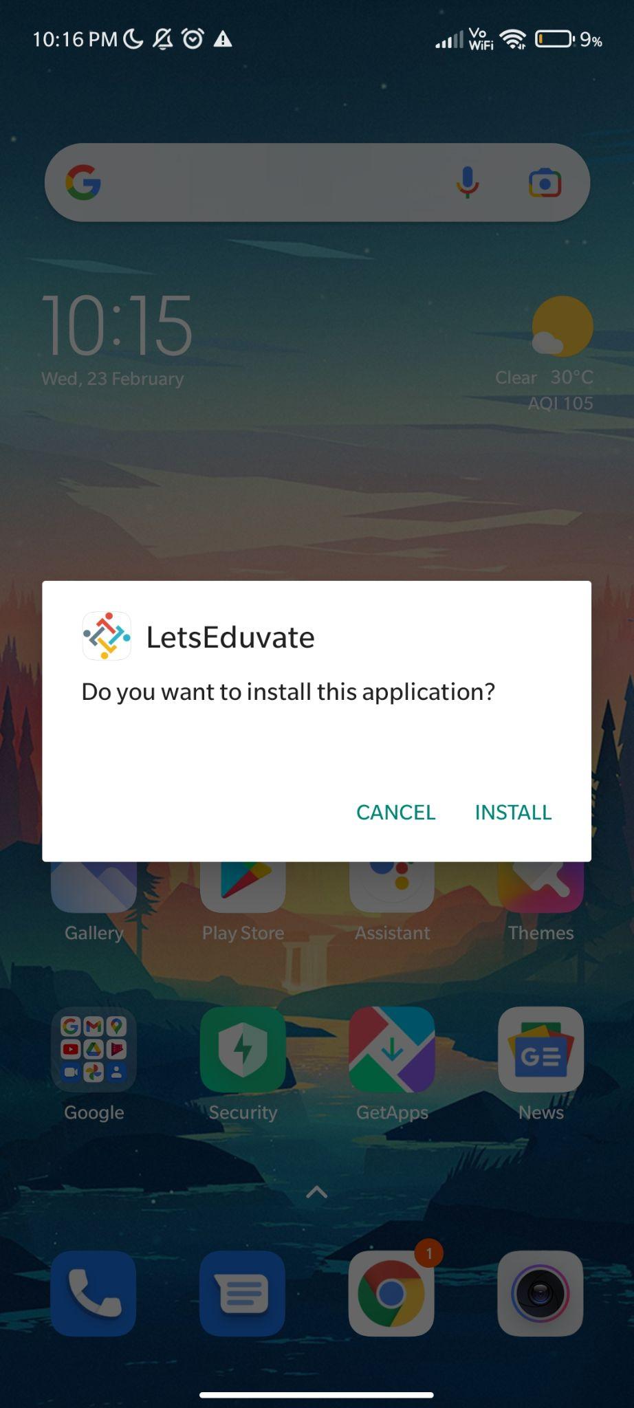 click on install