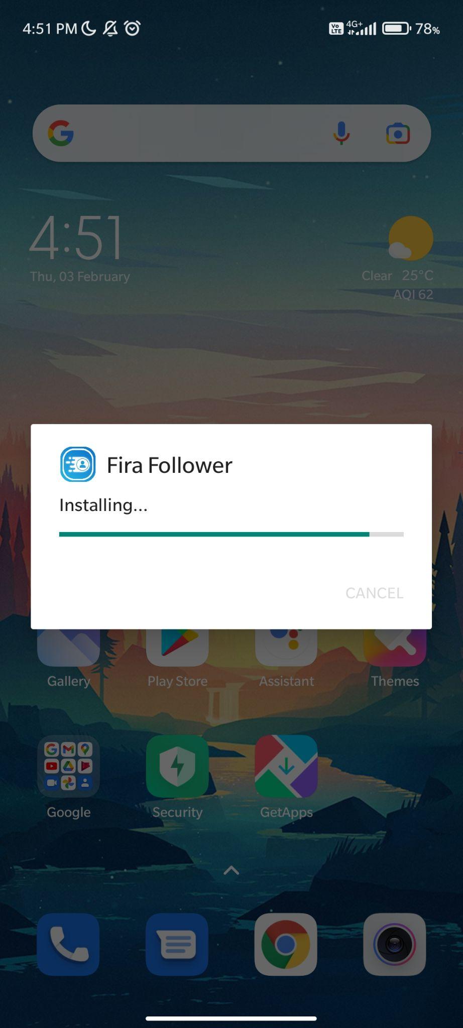 fira follower apk installing