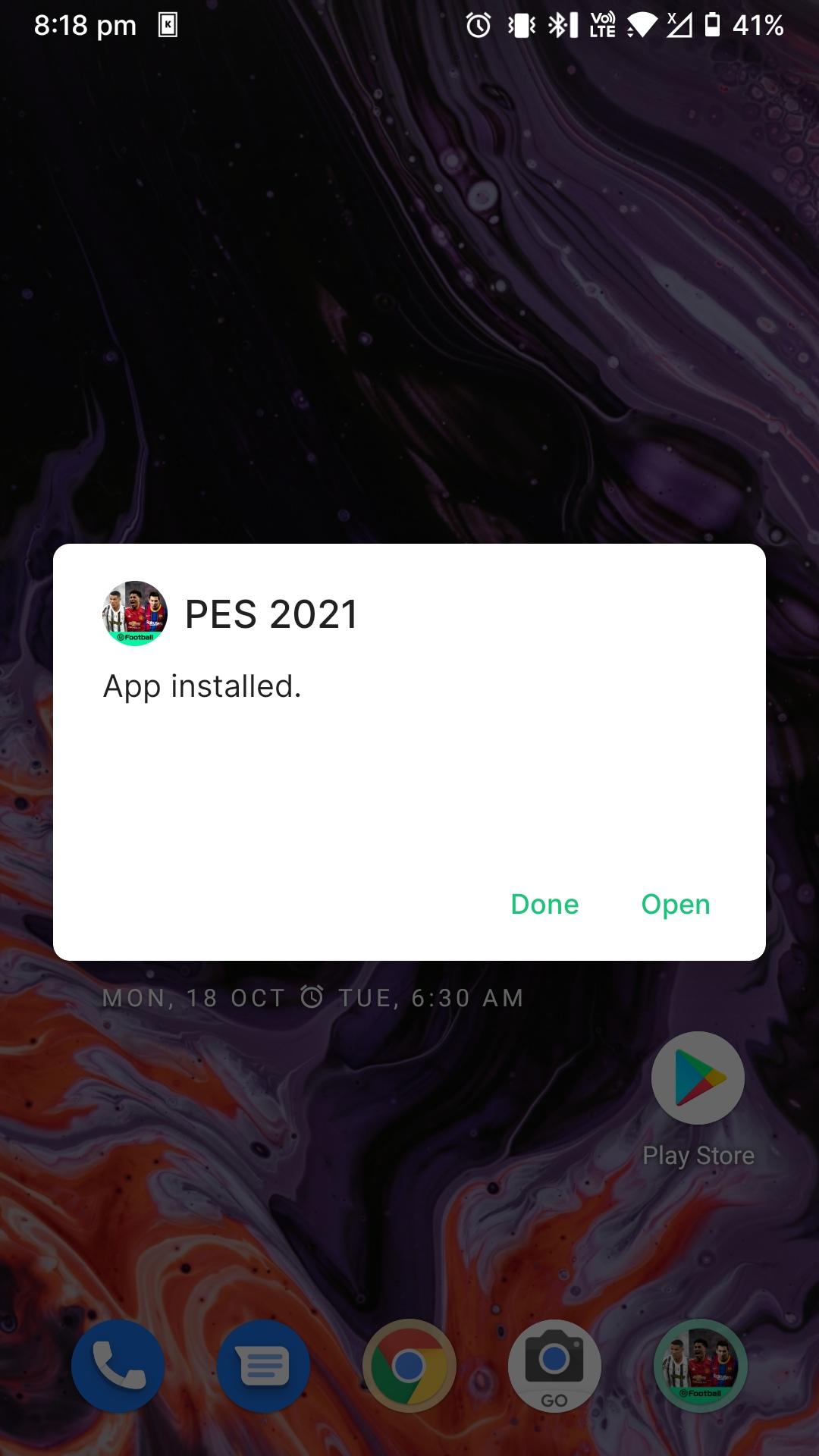 PES 2021 Apk installed