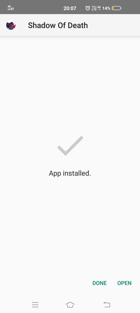 Shadow Of Death Mod Apk installed