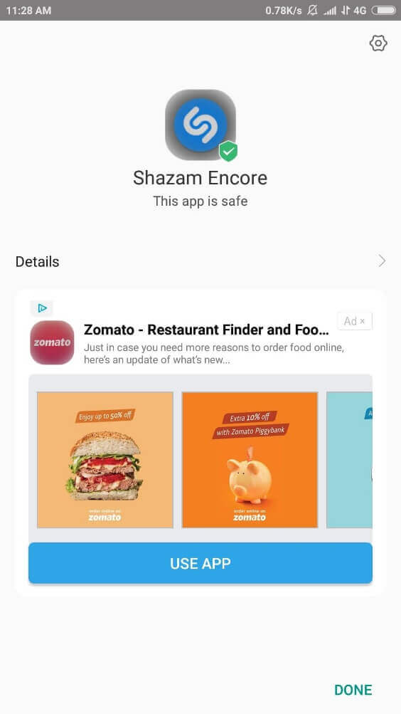 Shazam apk installed