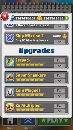 unlimited coins and all upgrades activated