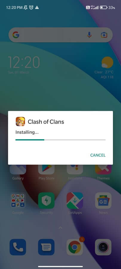 clash of clans apk installing