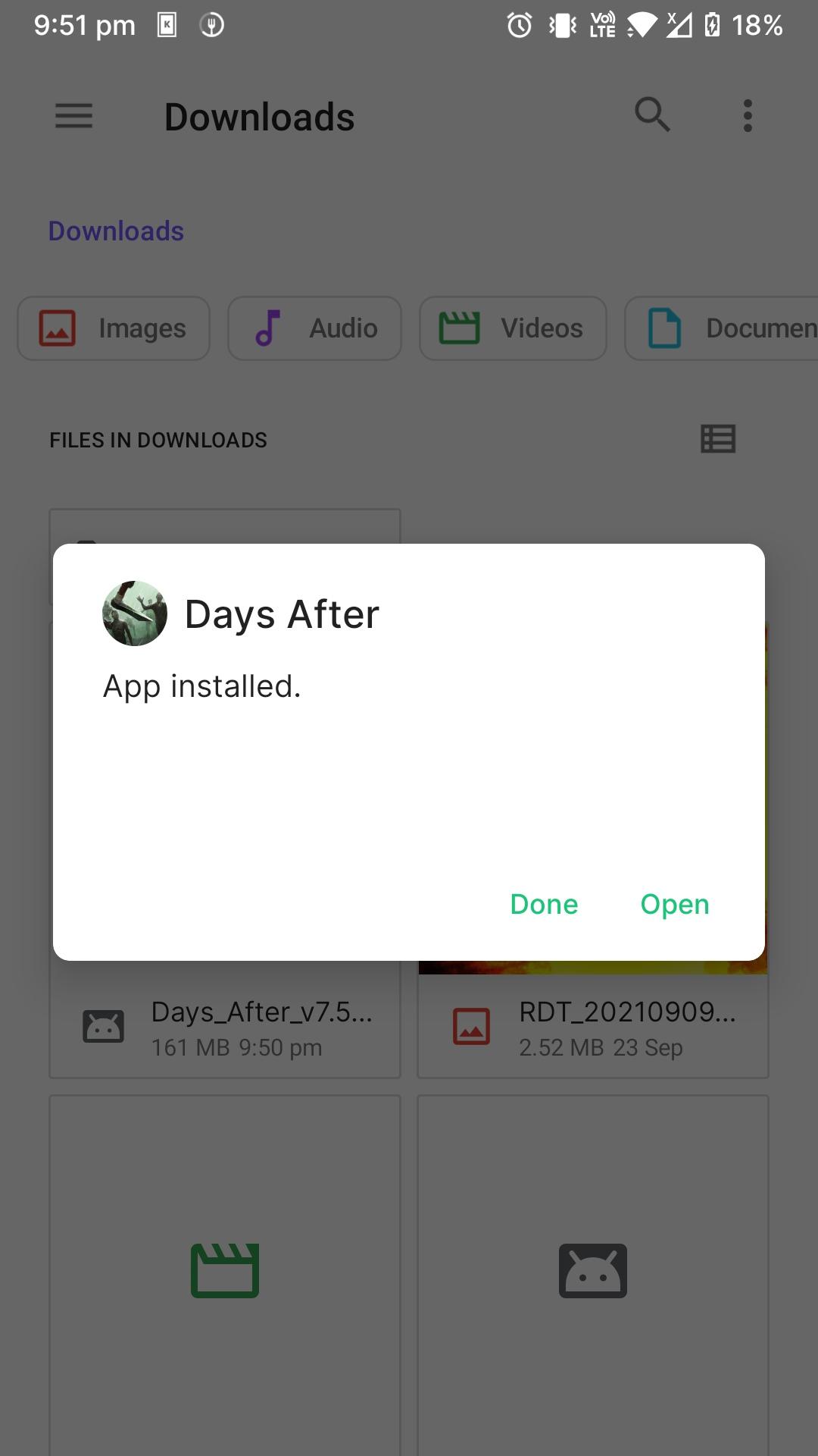 days after mod apk installed