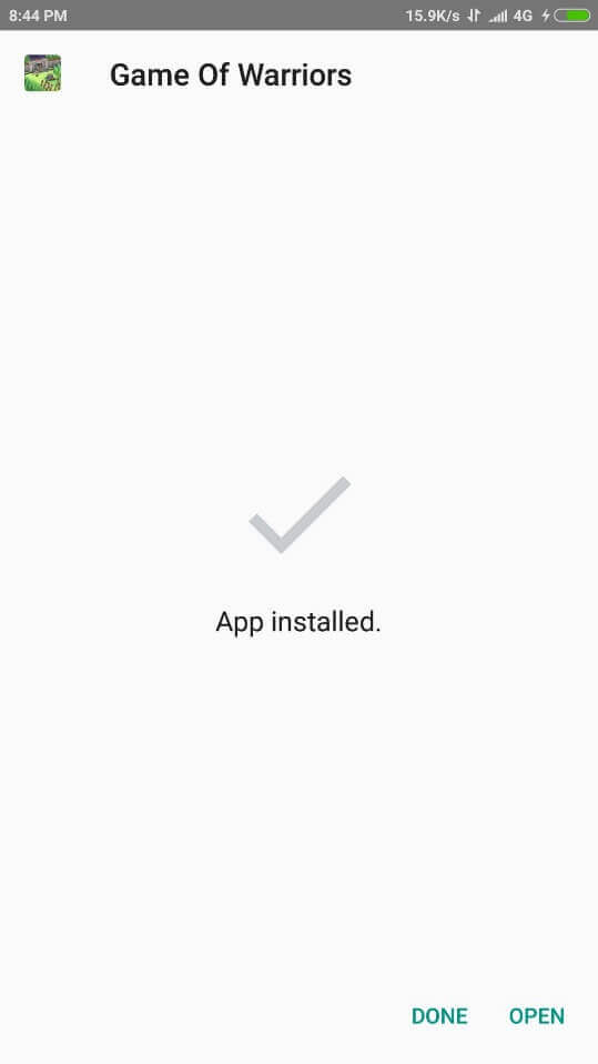 Game of Warriors APK installed