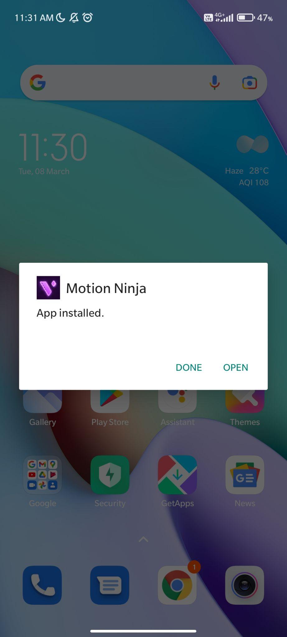 motion ninja apk installed