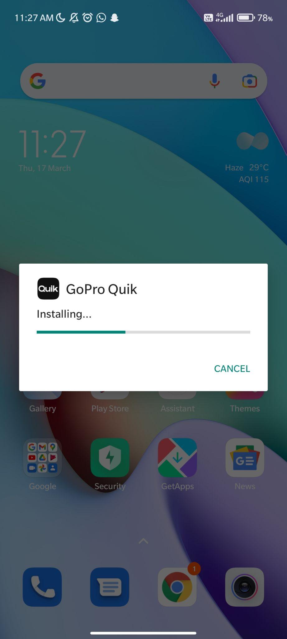 GoPro Quick apk installing