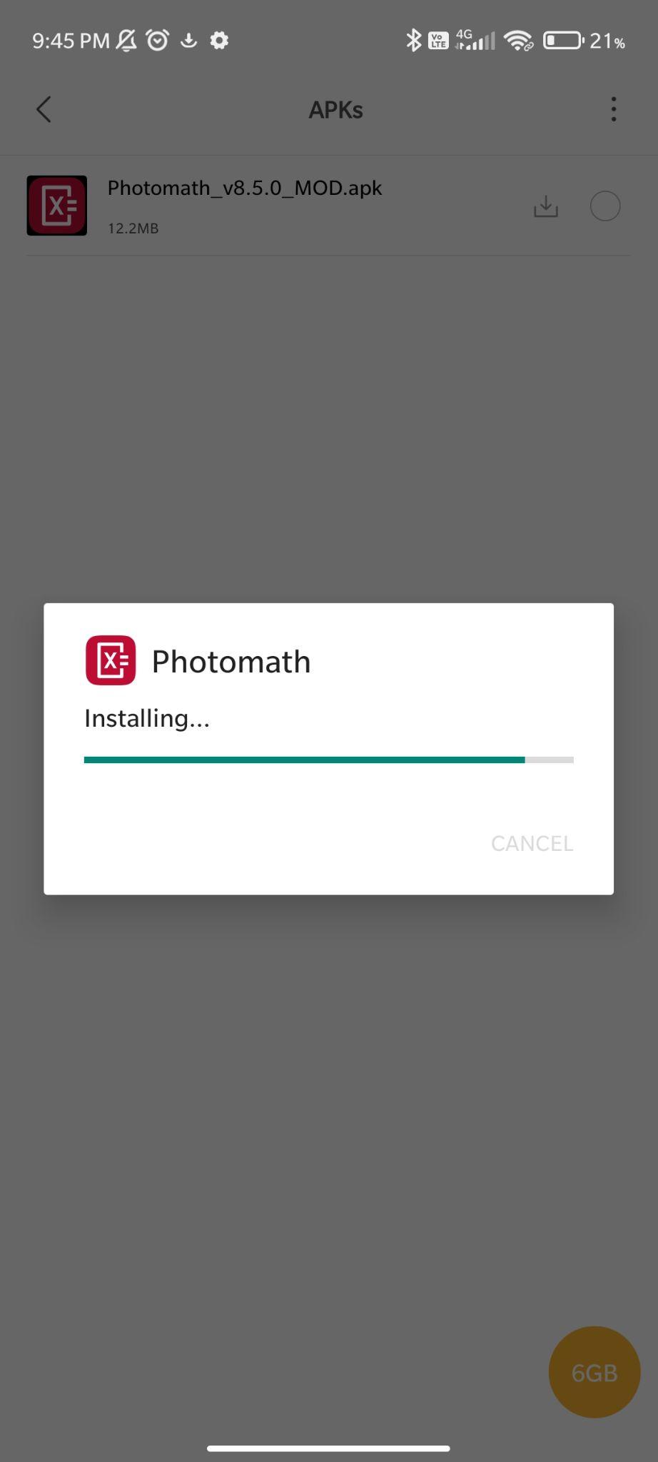 photomath mod apk installing