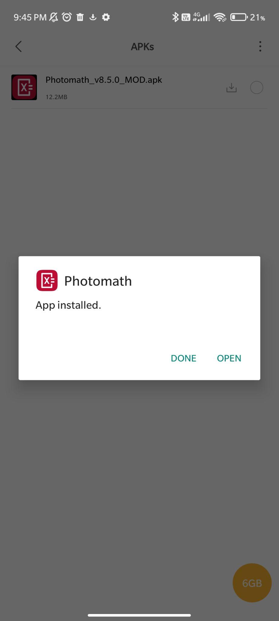 photomath mod apk installed