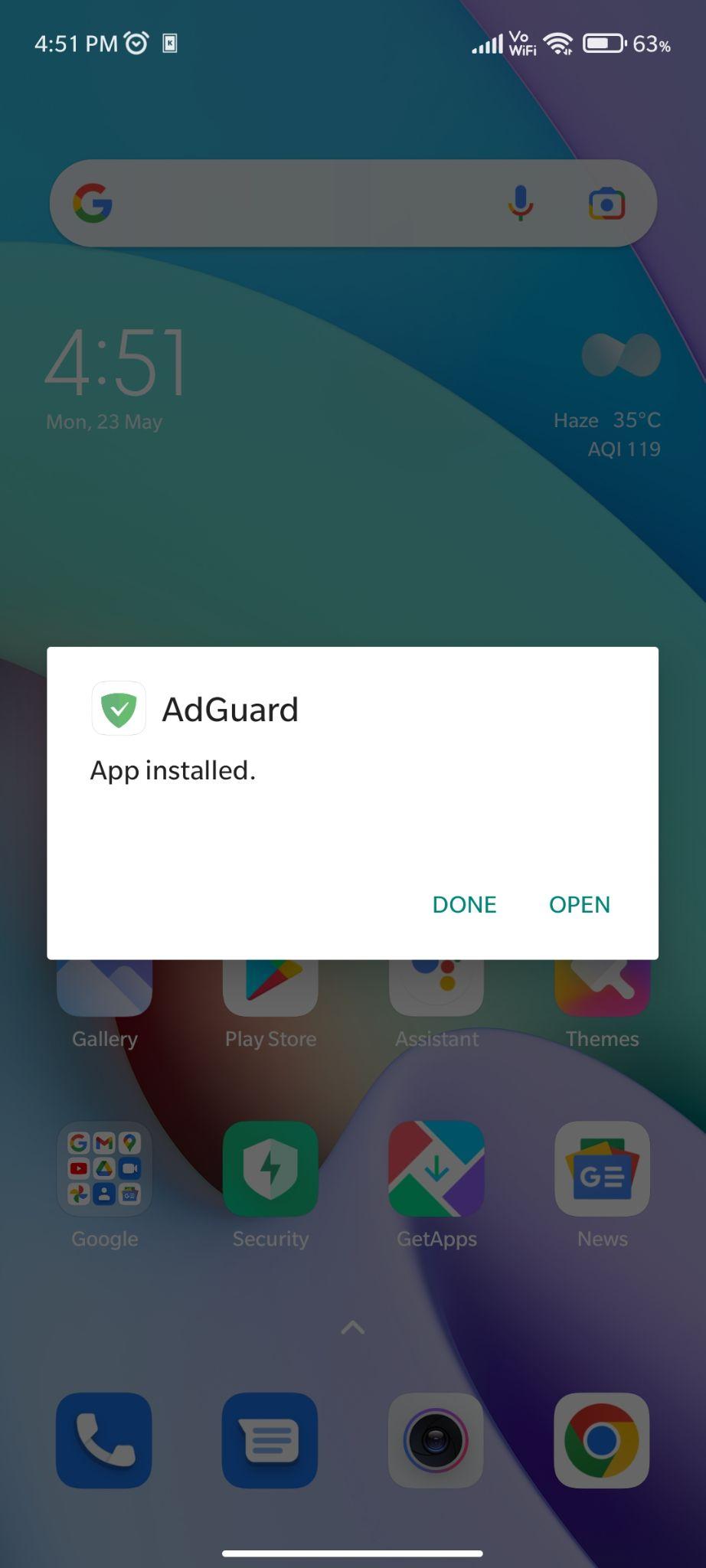adguard premium apk installed