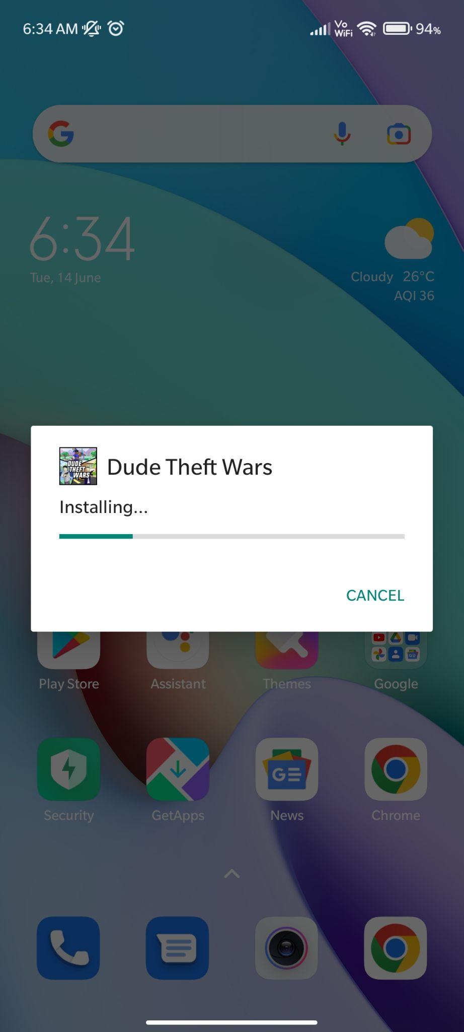 dude theft wars mod apk installing