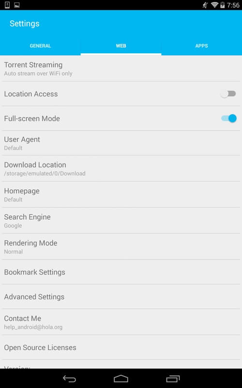 Hola VPN screenshot