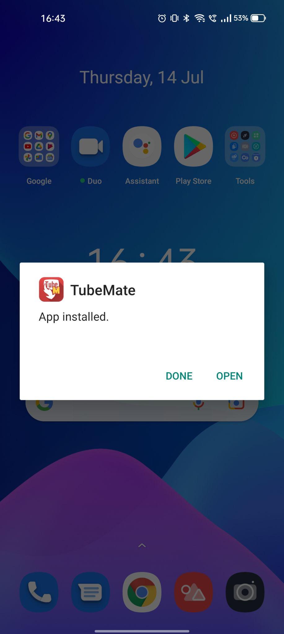 TubeMate apk installed
