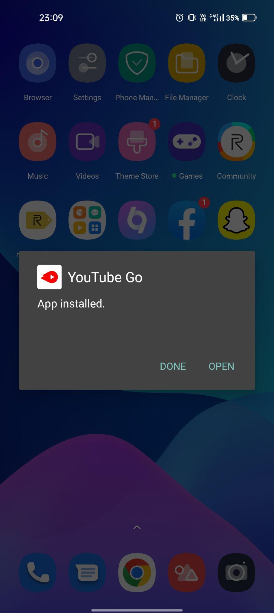youtube go apk installed