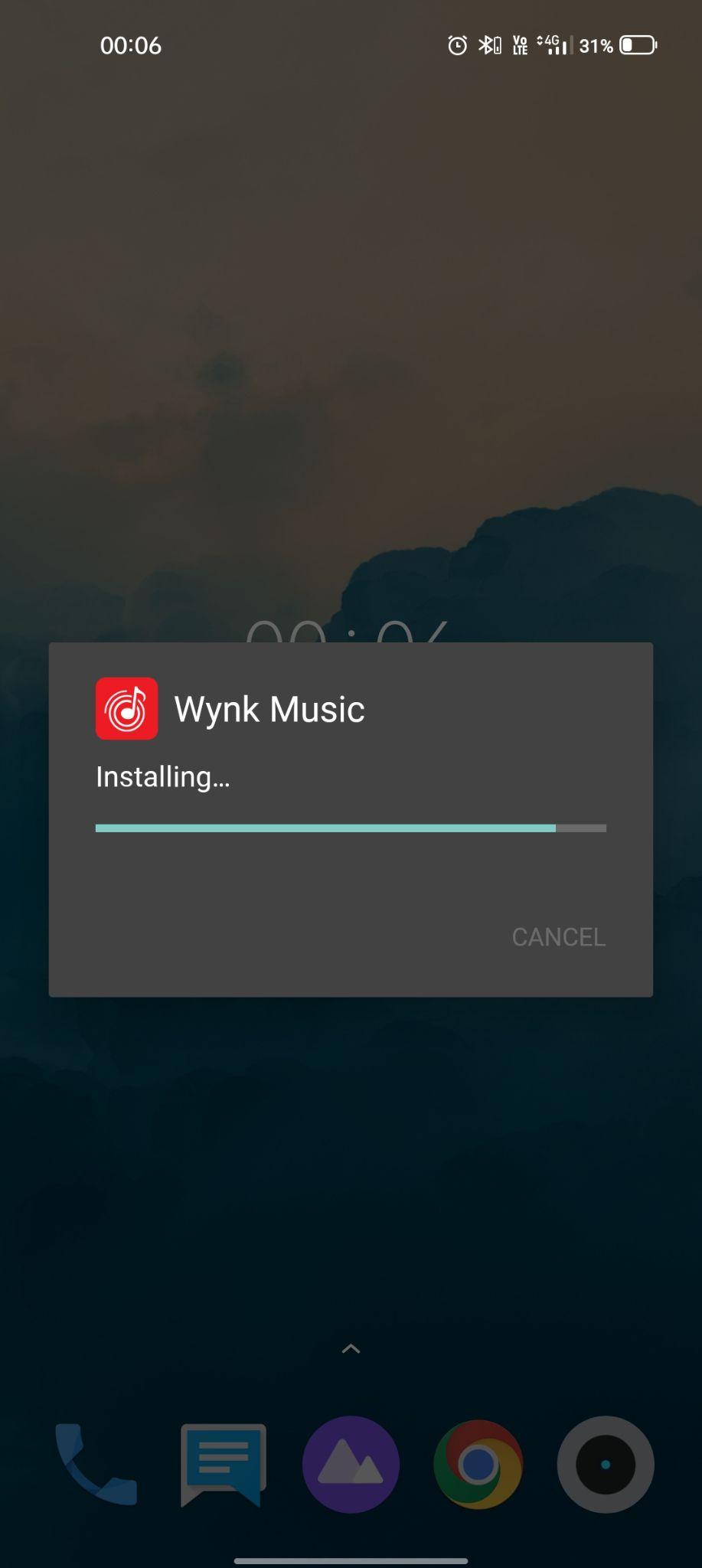 wynk music apk installing