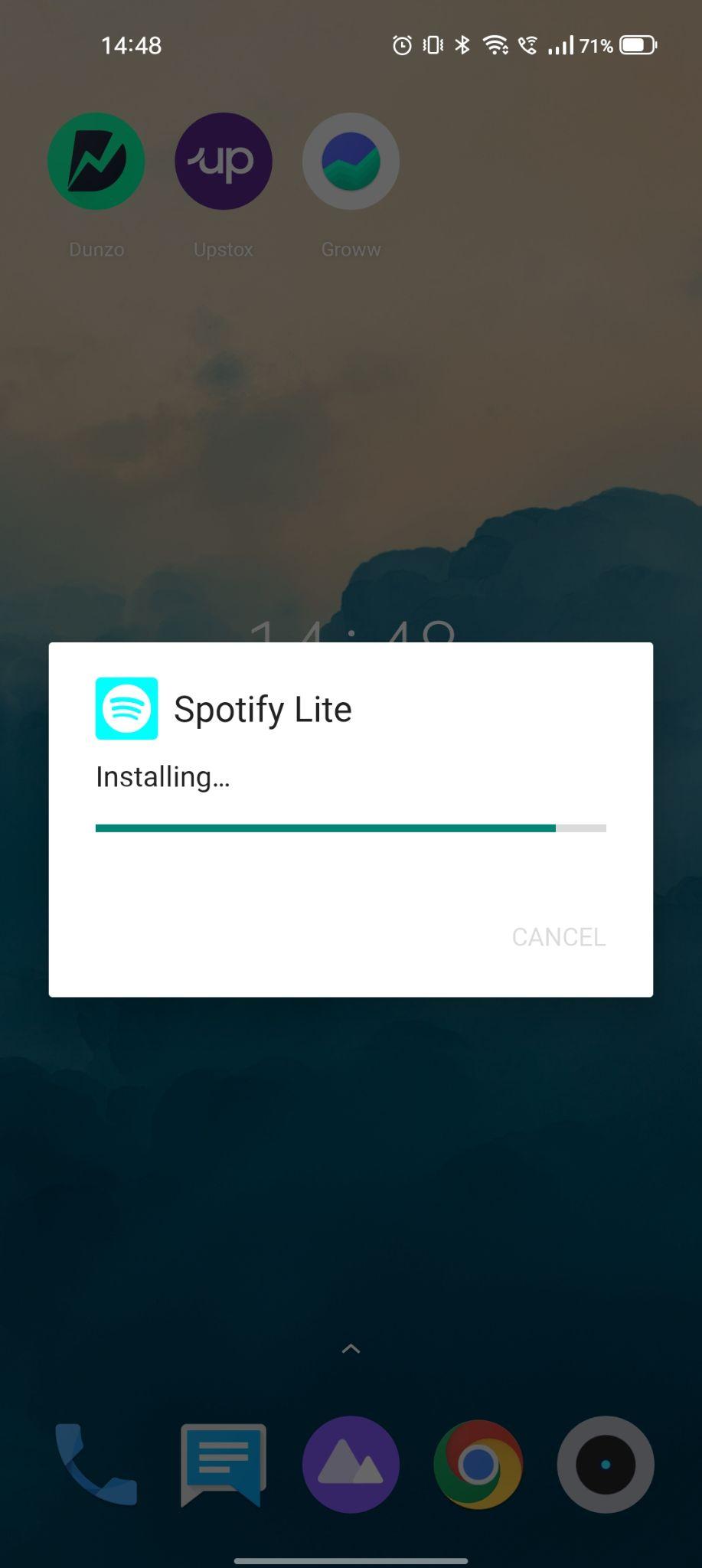 spotify lite apk installing