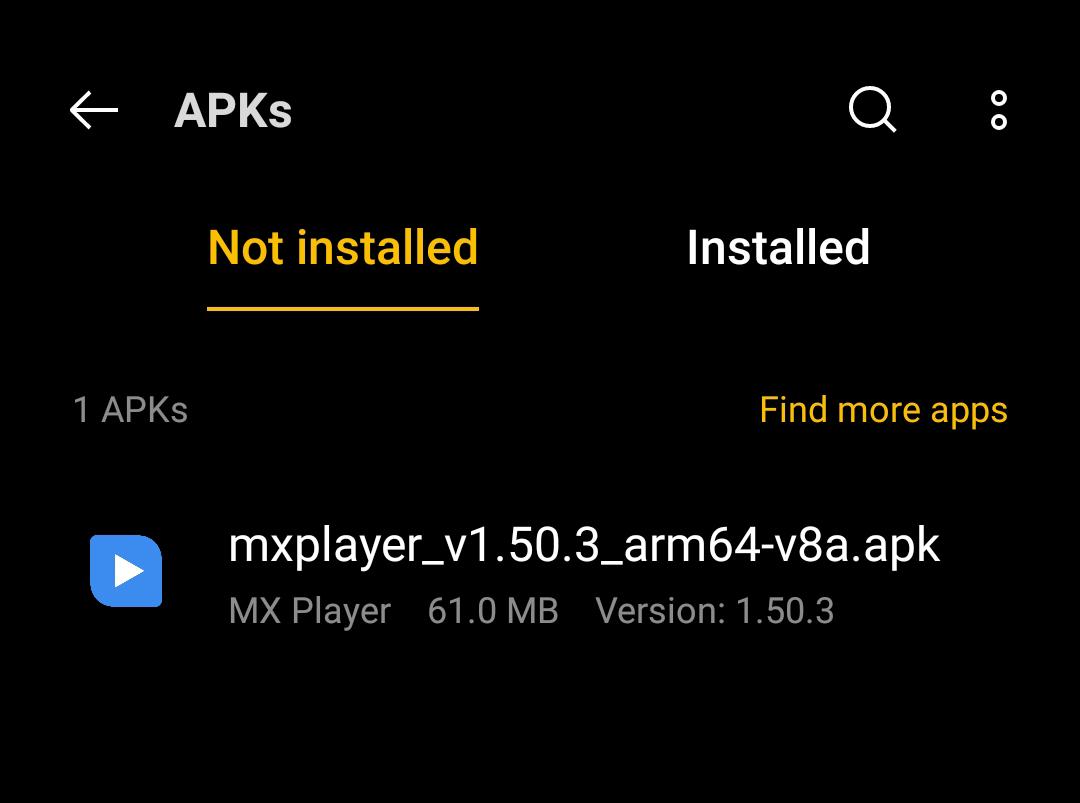 locate the downloaded apk file