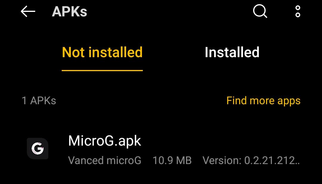 locate the downloaded apk file