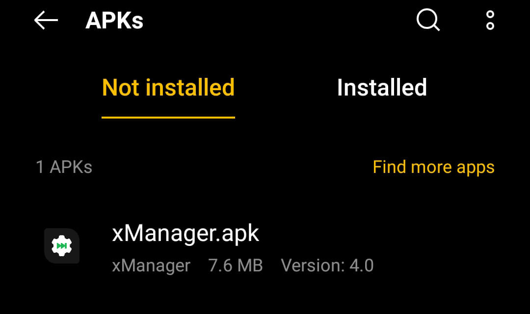 locate the downloaded apk file