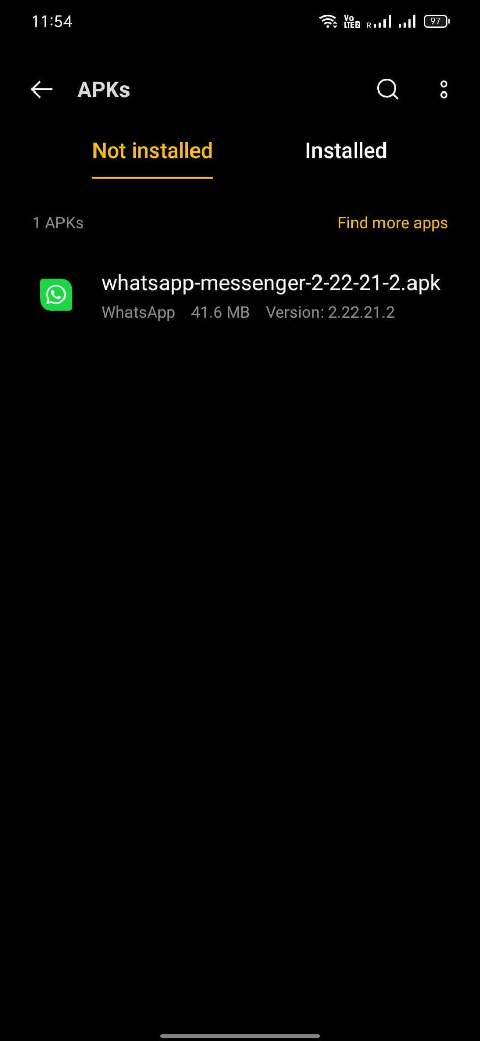 locate the downloaded apk file