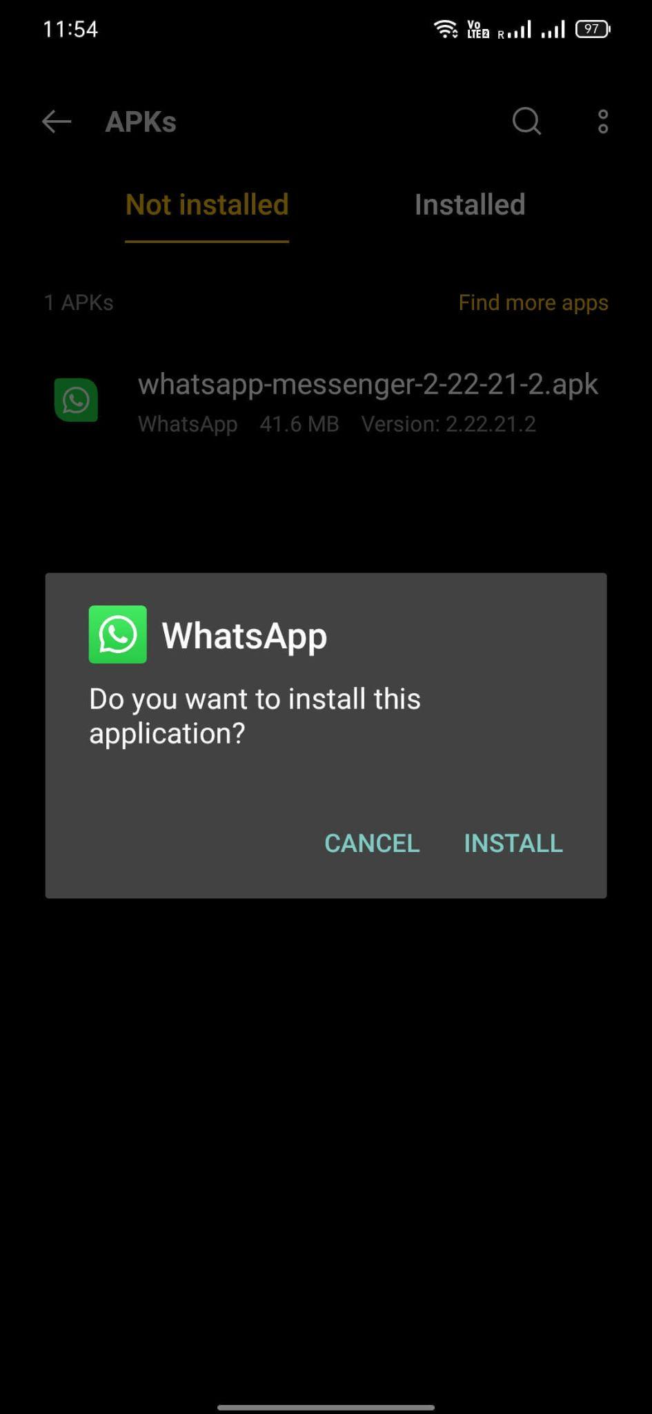 click on install