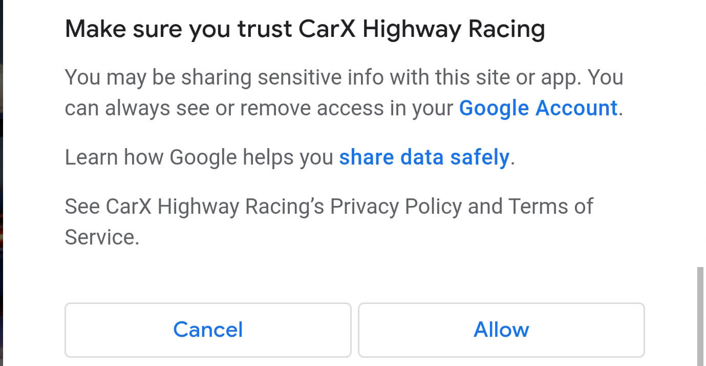 click on Allow