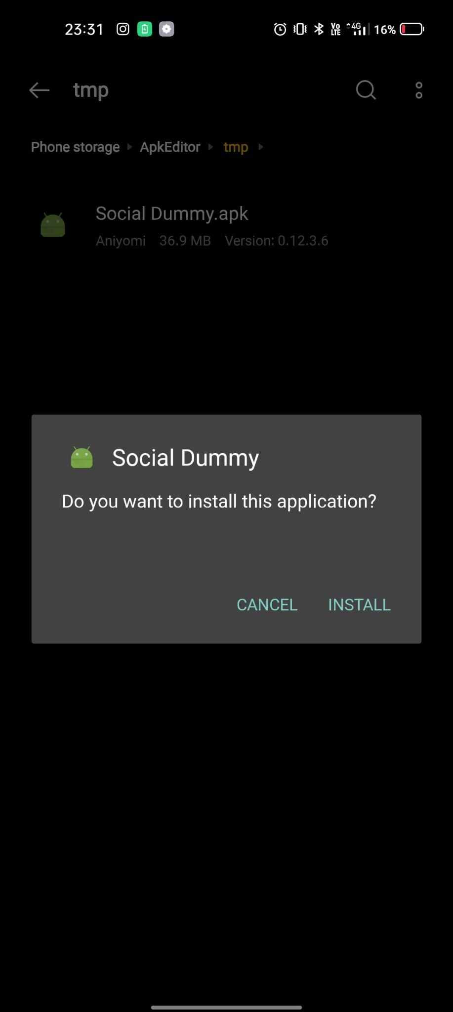 click on install
