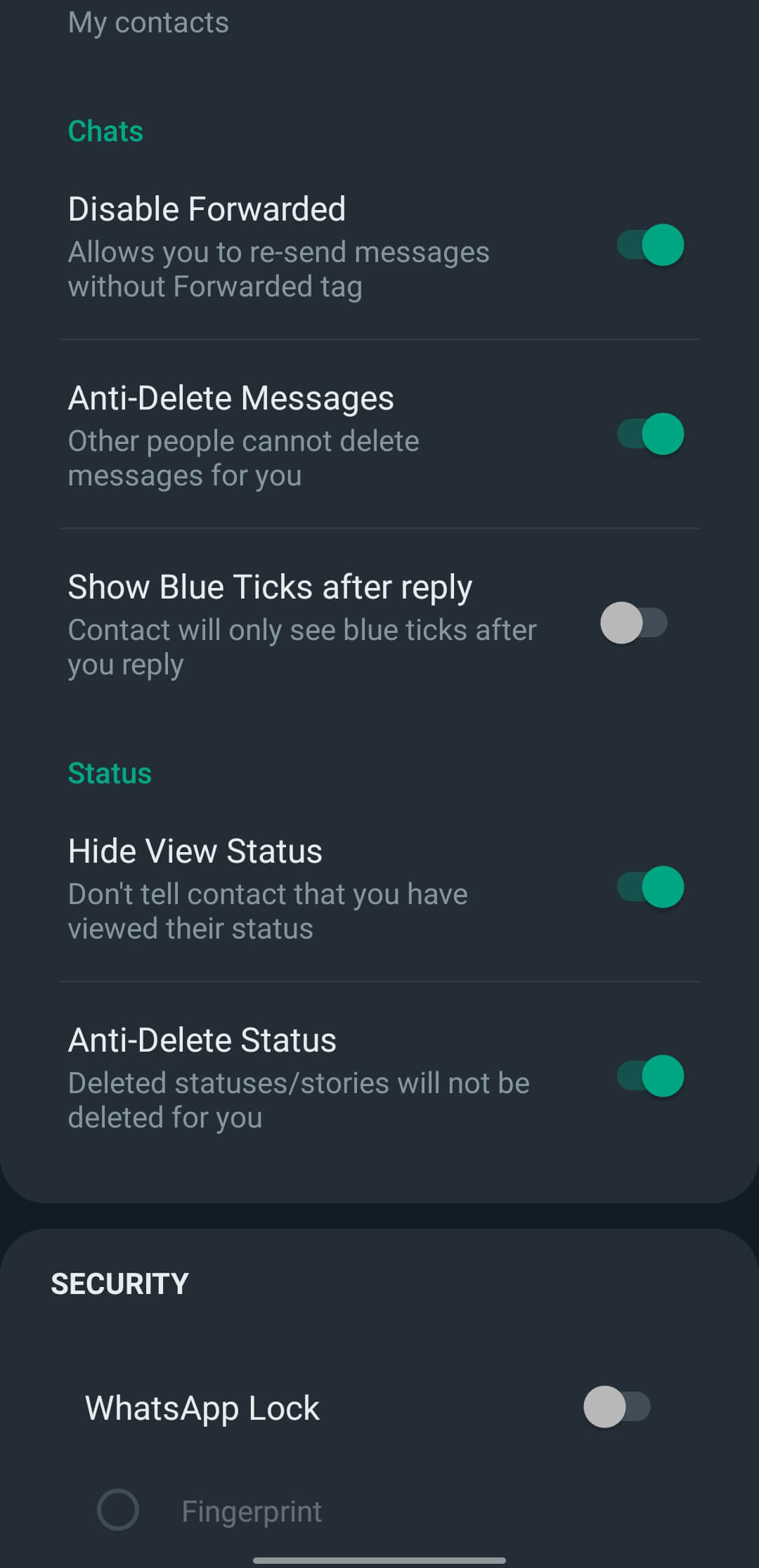 GBWhatsApp screenshot