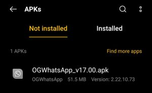 locate the downloaded apk file