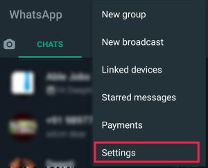 click on settings