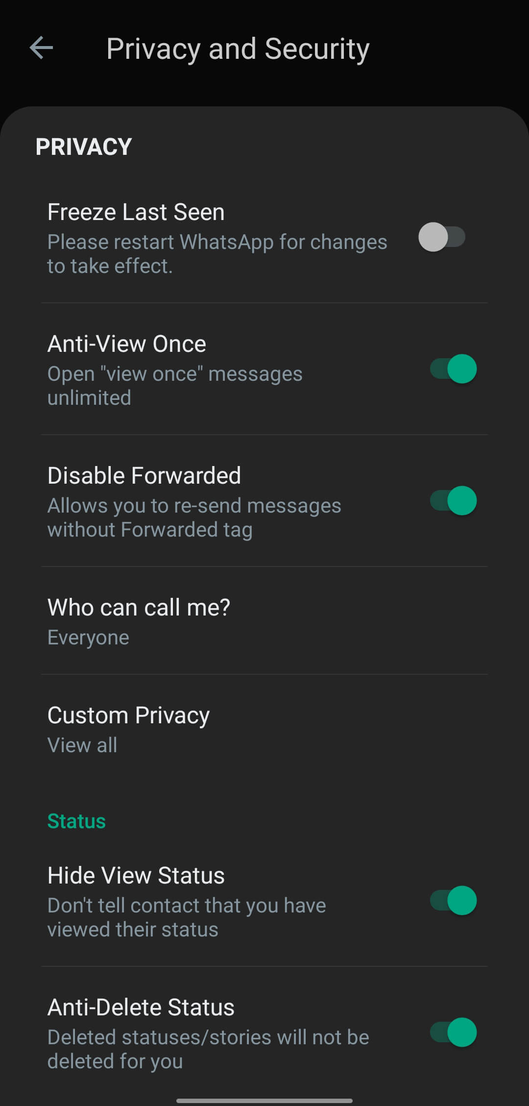 YOWhatsApp screenshot