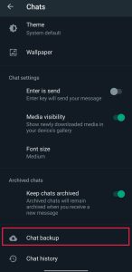 Click on Chat Backup