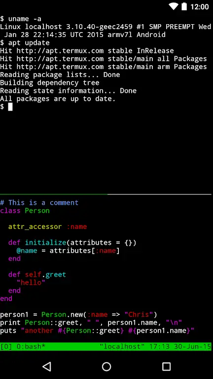 Termux screenshot