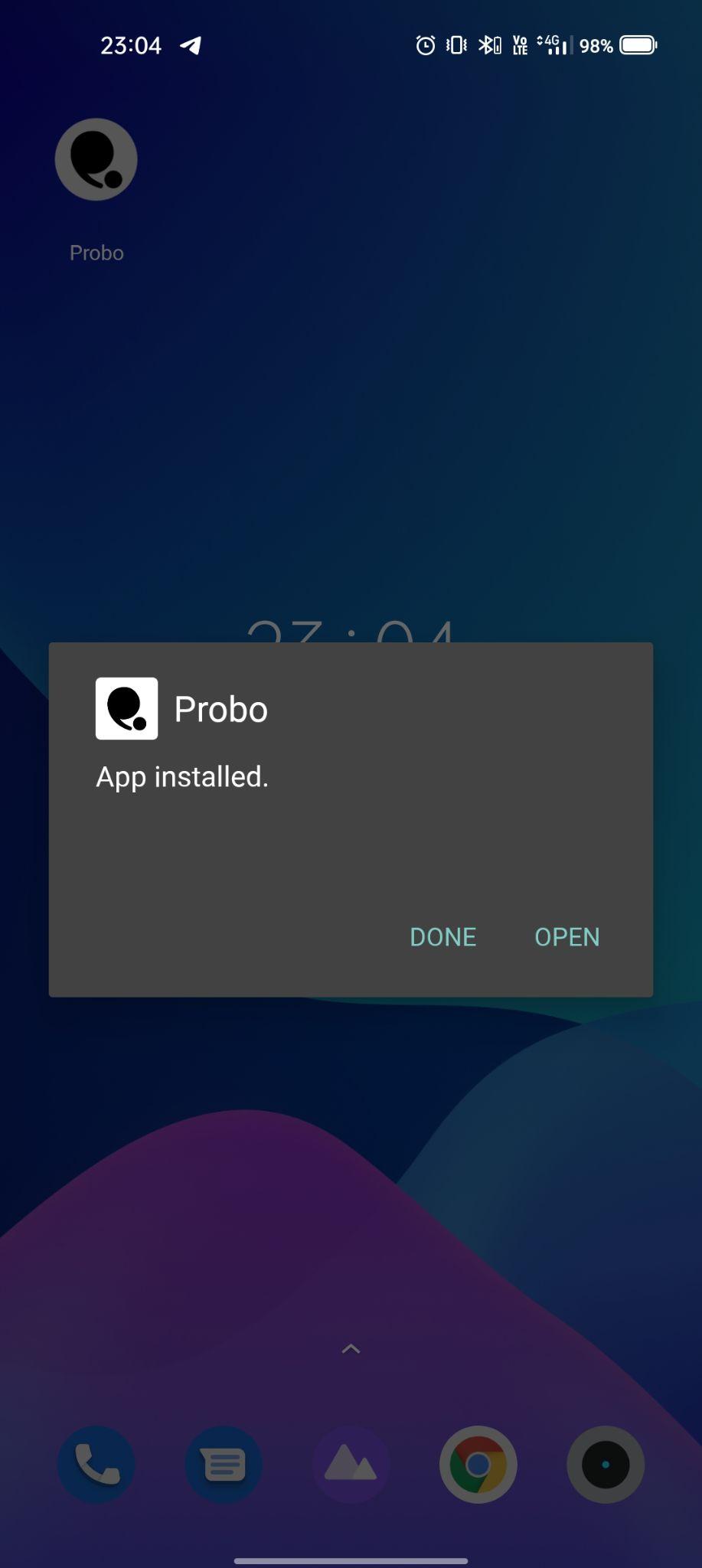 probo apk installed