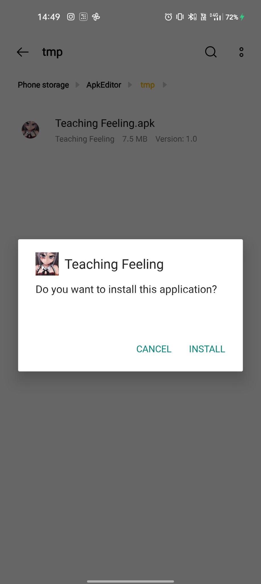 click on install