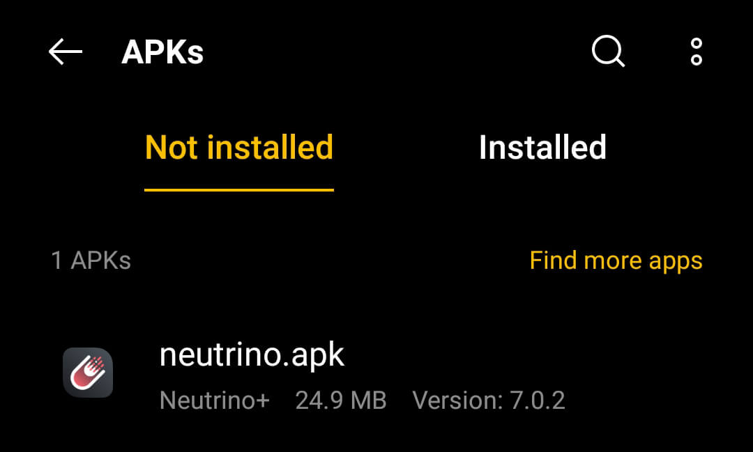 locate the downloaded apk file